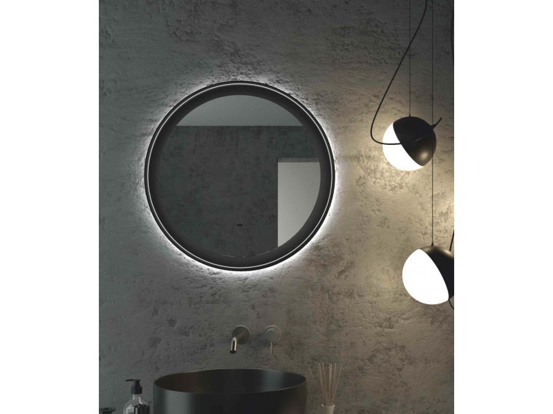 Овальное Зеркало для ванной комнаты Planet black Led